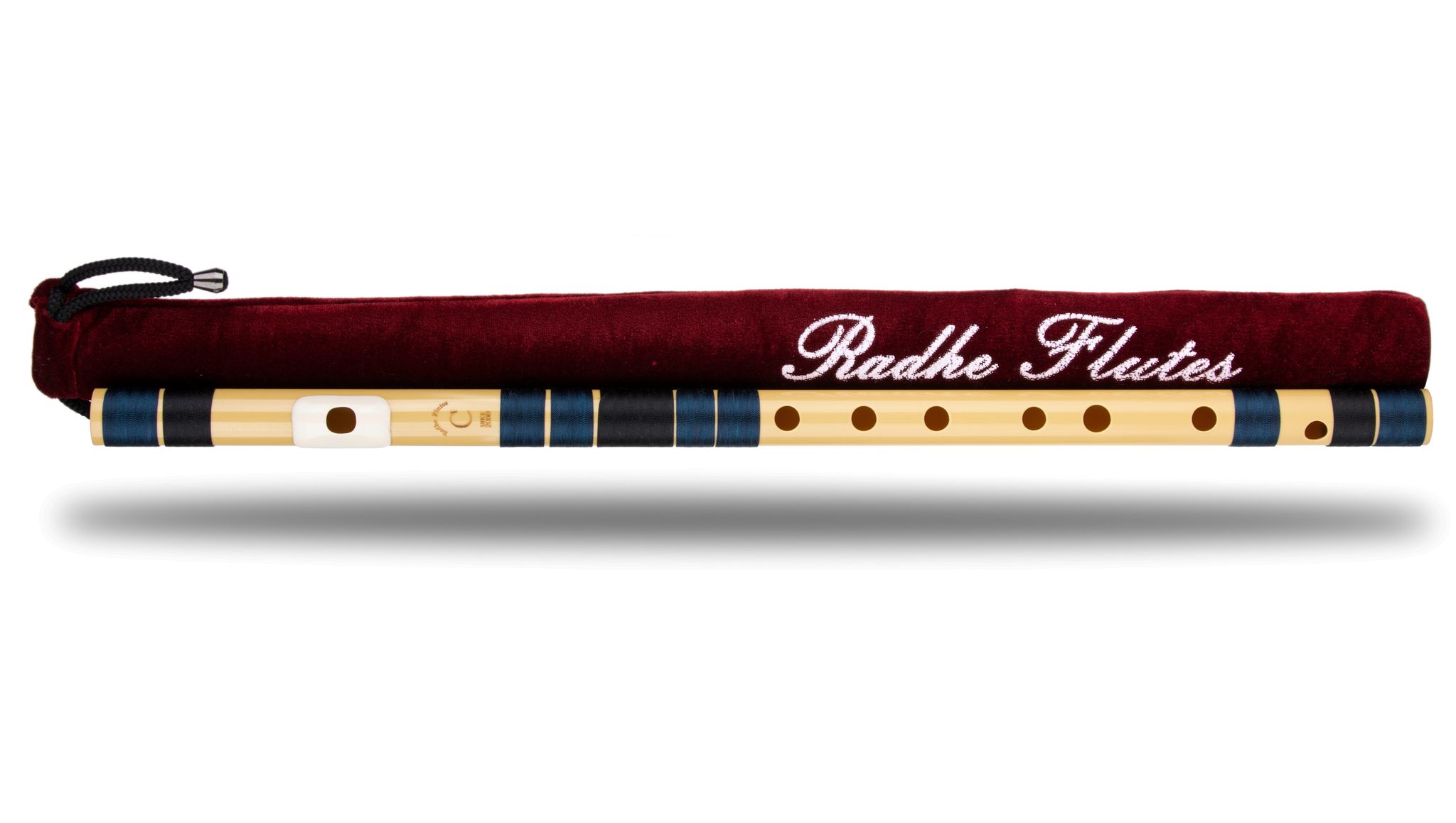 Radhe Flutes | Right Handed C Natural With Velvet Cover | Tuned With Tanpura A=440Hz | PVC Fiber | Dark Blue & Black