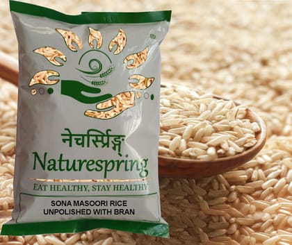 Naturespring Sona Masoori Rice - Unpolished with Bran, 5 Kgs