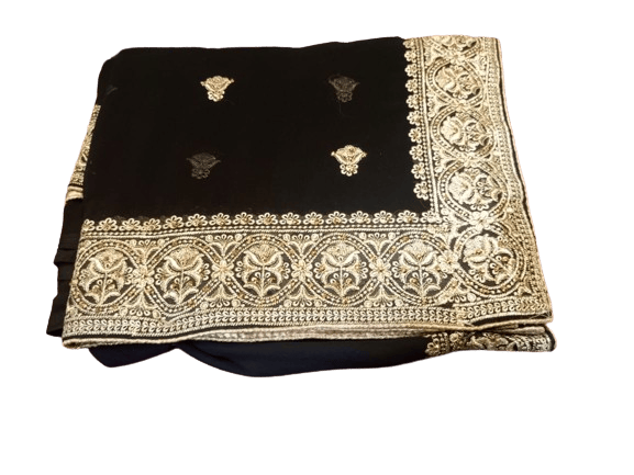 Black Color Party Wear Pure Saree Online