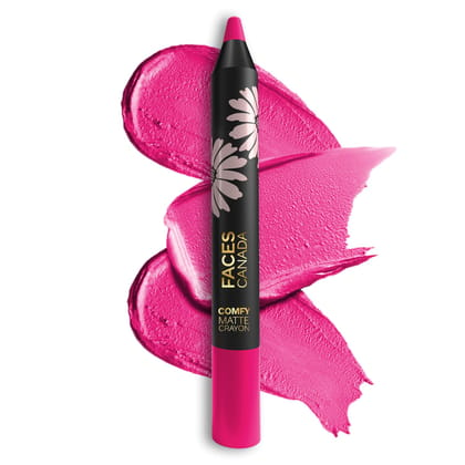 FACESCANADA Comfy Matte Lip Crayon - Floss & Flirt 09, 2.8g | 8HR Long Stay | No Dryness | Luxurious Matte Texture | Intense Color in 1 Stroke | Hydrates & Nourishes With Chamomile & Shea Butter