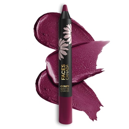 FACESCANADA Comfy Matte Lip Crayon - Hangover 12, 2.8g | 8HR Long Stay | No Dryness | Luxurious Matte Texture | Intense Color in 1 Stroke | Hydrates & Nourishes With Chamomile & Shea Butter