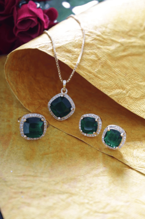 Green Square Jewellery Combo Set | Jewellery combo set |