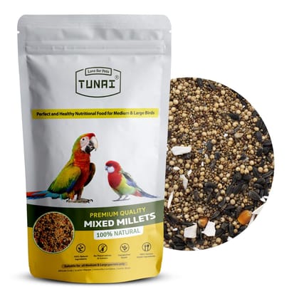 Tunai Bird Food of Endless Mixed Millets | 450g | for Amazon, Macaws, Conures, Senegals, African Greys, Budgies, Lovebirds, & Cockatiels