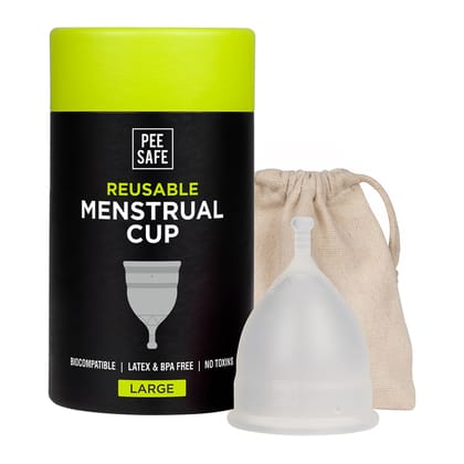 Pee Safe Menstrual Cups For Women | Large Size With Pouch | Odour/Infection/Rash Free | Protects Upto 8-10 Hours | Made With Medical Grade Silicone