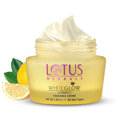 Lotus Herbals WhiteGlow Vitamin C Radiance Cream | SPF 20 | For Dark Spots & Dull Skin | Anti- Pollution 50G