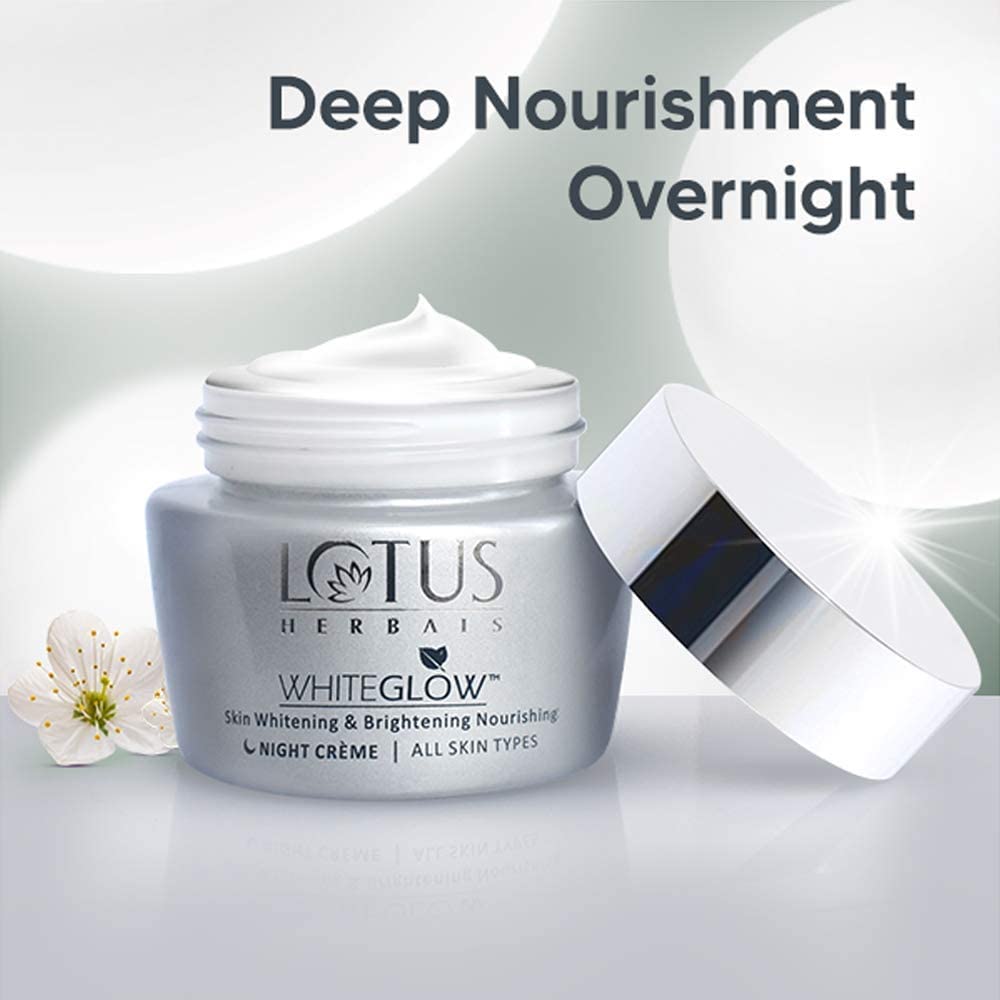 Lotus Herbals Cream, White Glow Skin Whitening And Brightening Nourishing Night Creme | 60G