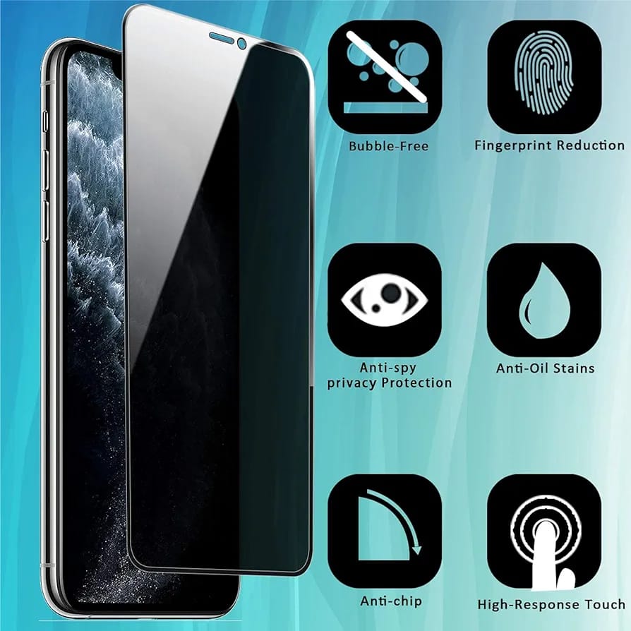 IPhone 12 Mini Privacy Tempered Glass Screen Protector Compatible (Black) Edge To Edge Full Screen Coverage With Easy Installation Kit