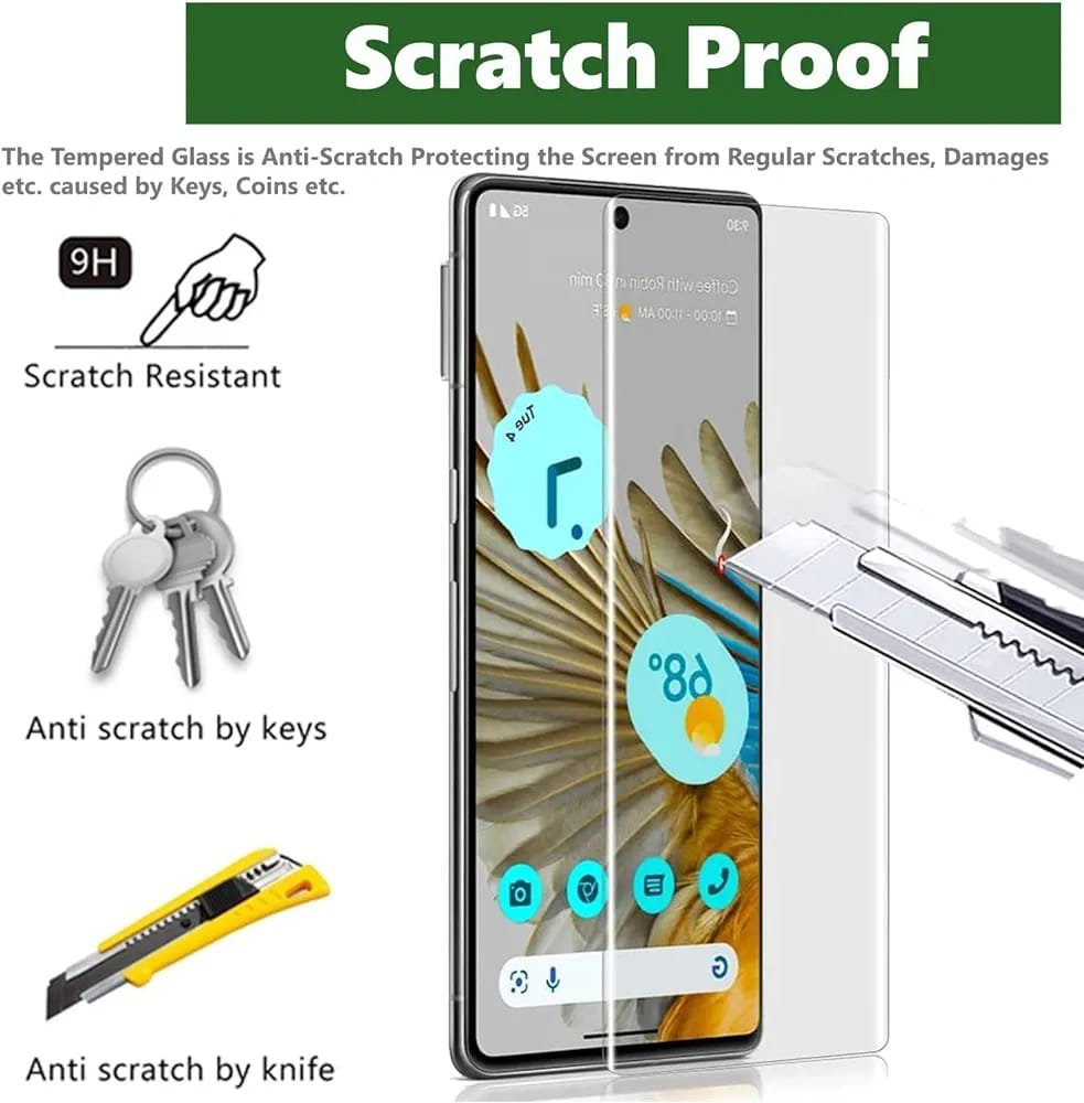 Tempered Glass Screen Protector Compatible for Google Pixel 7 Pro with (UV) Full Screen Coverage [Edge to Edge] Advanced Border-Less and Easy Installation Kit,(Transparent)
