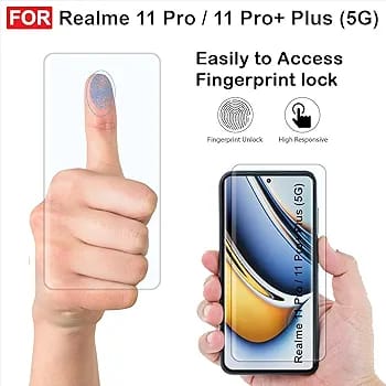 Realme 11 Pro/Realme 11 Pro+ Plus (5G) UV Tempered Glass | Screen Protector Full HD Quality UV Tempered Glass Edge to Edge Screen Coverage with Easy Installation Kit (Transparent)