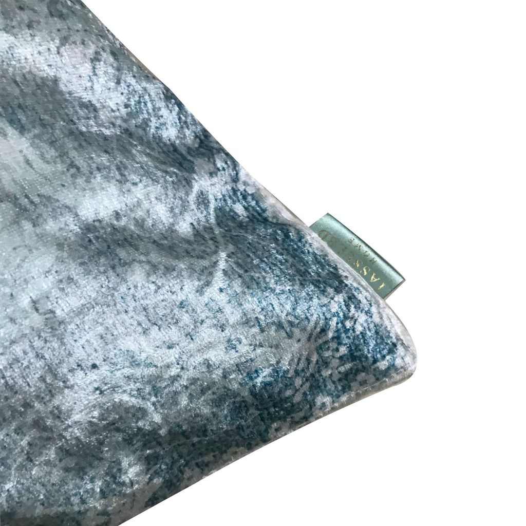 French Basilia Modern Chic Designer Floral Velvet Cushion Cover (Blue, 16 x 16 inch)