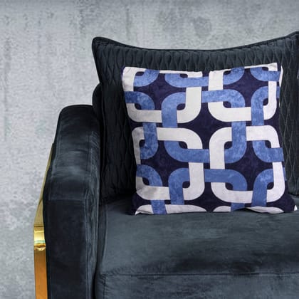 Trellis Crushed Velvet Cushion Cover (Blue, 16in x 16in)