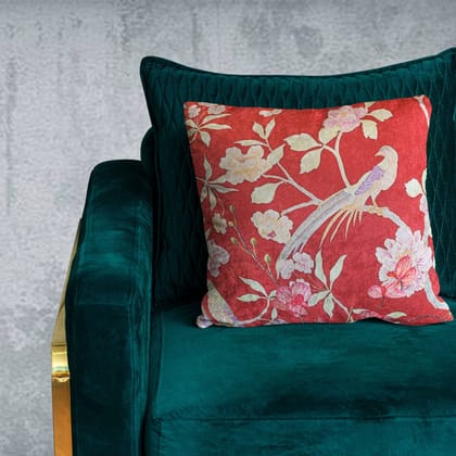 Pink Birds Crushed Velvet Cushion Cover (Pink)
