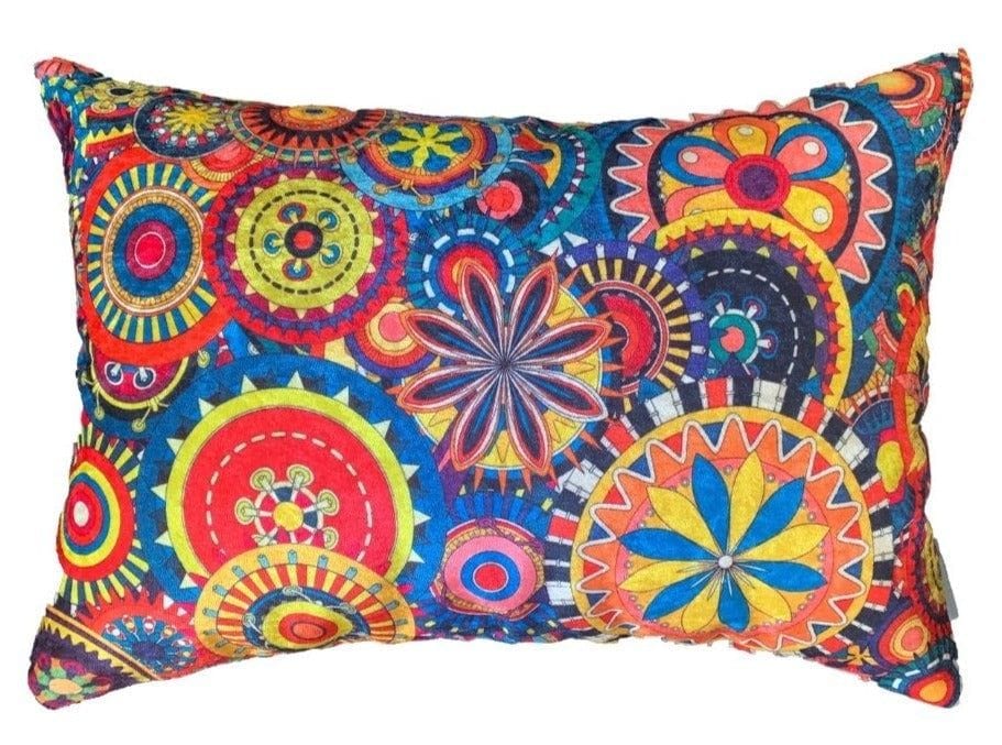Circus Wheels Crushed Velvet Cushion Cover (Multicolour, 12 x 18 inches)