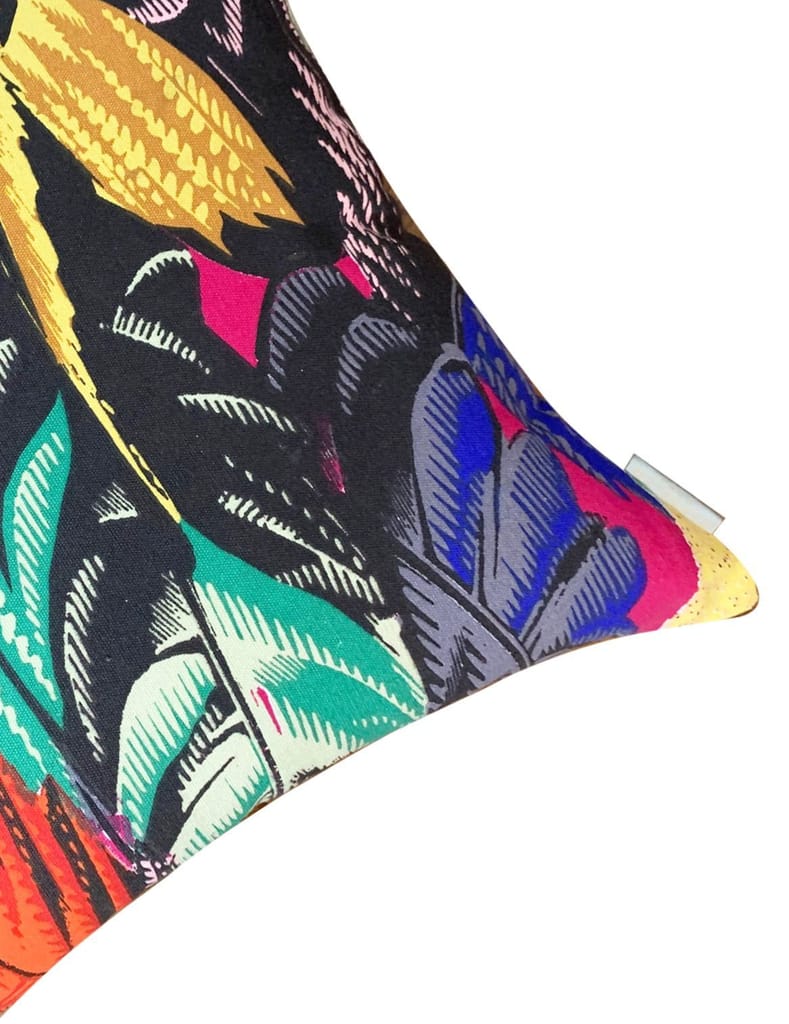 Oslo Tropicals Pure Cotton Cushion Cover (Black, 16x16in (40cm x 40cm)) Set of 5