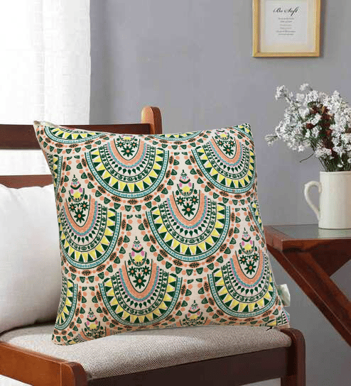 Mardin Reversible Pure Cotton Cushion Cover (Multicolour, 16x16in (40cm x 40cm))