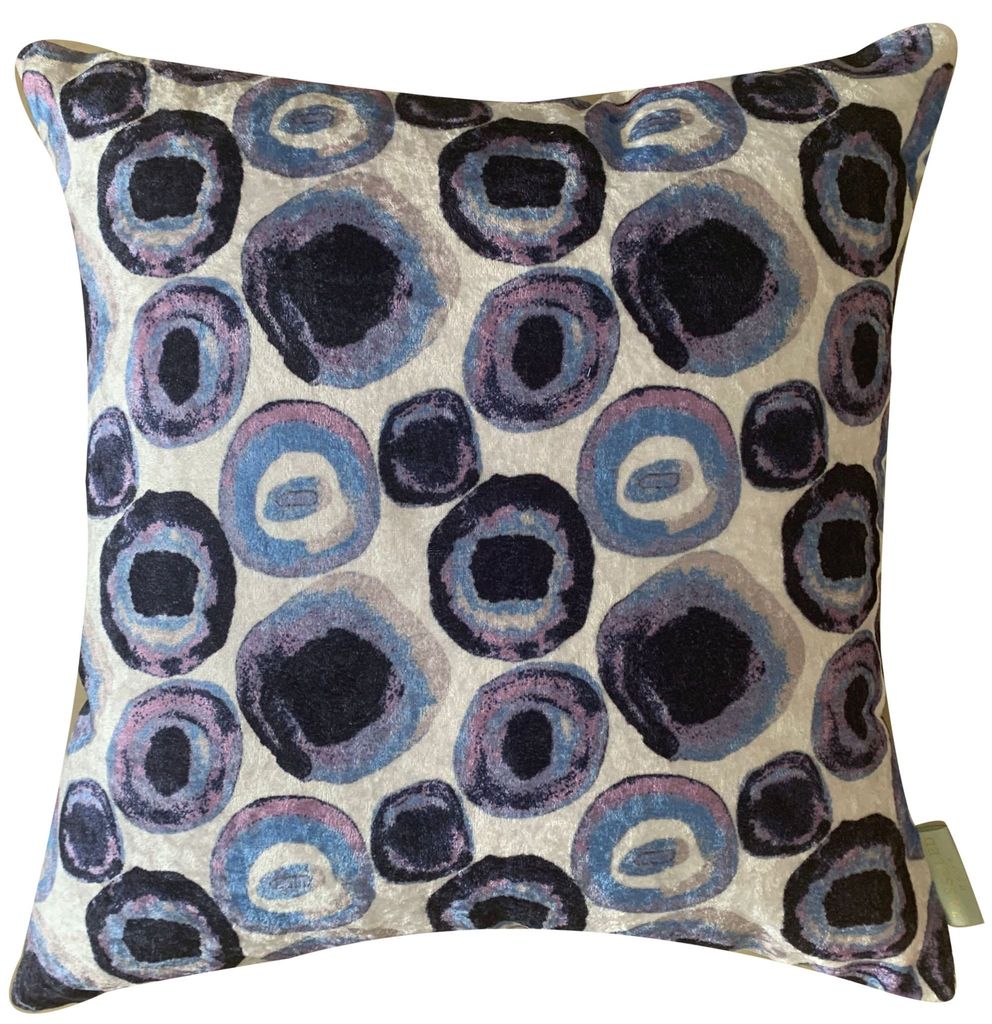 Watercolor Blues Modern Chic Designer Velvet Cushion Cover (Blue, 16x16in (40cm x 40cm))
