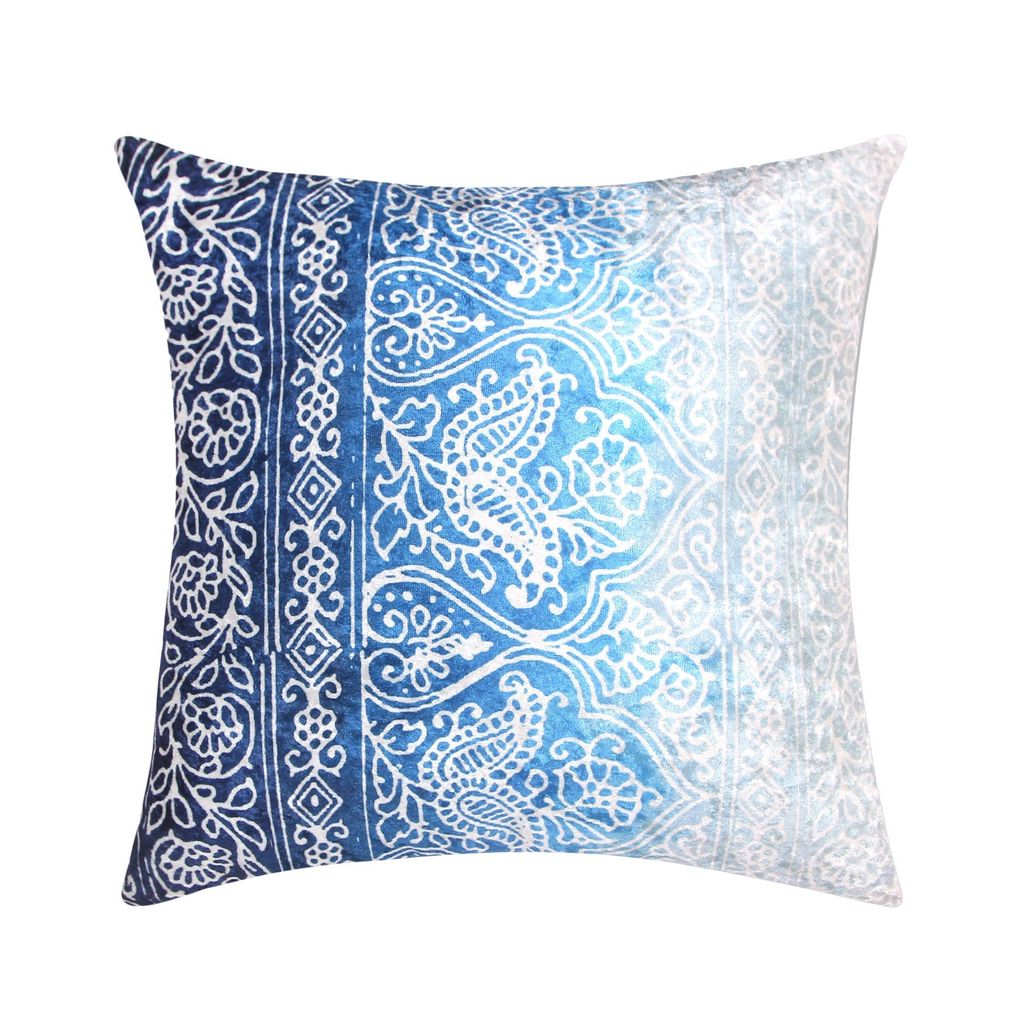 Delft 7 Fabric Cushion Cover Set (Blue and White, 6 -16 x 16 Inch, 1 -18 x12 Inch)