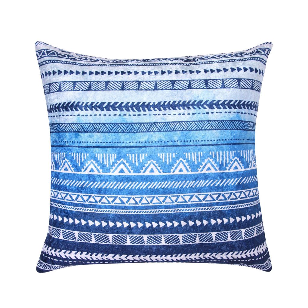 Delft 7 Fabric Cushion Cover Set (Blue and White, 6 -16 x 16 Inch, 1 -18 x12 Inch)