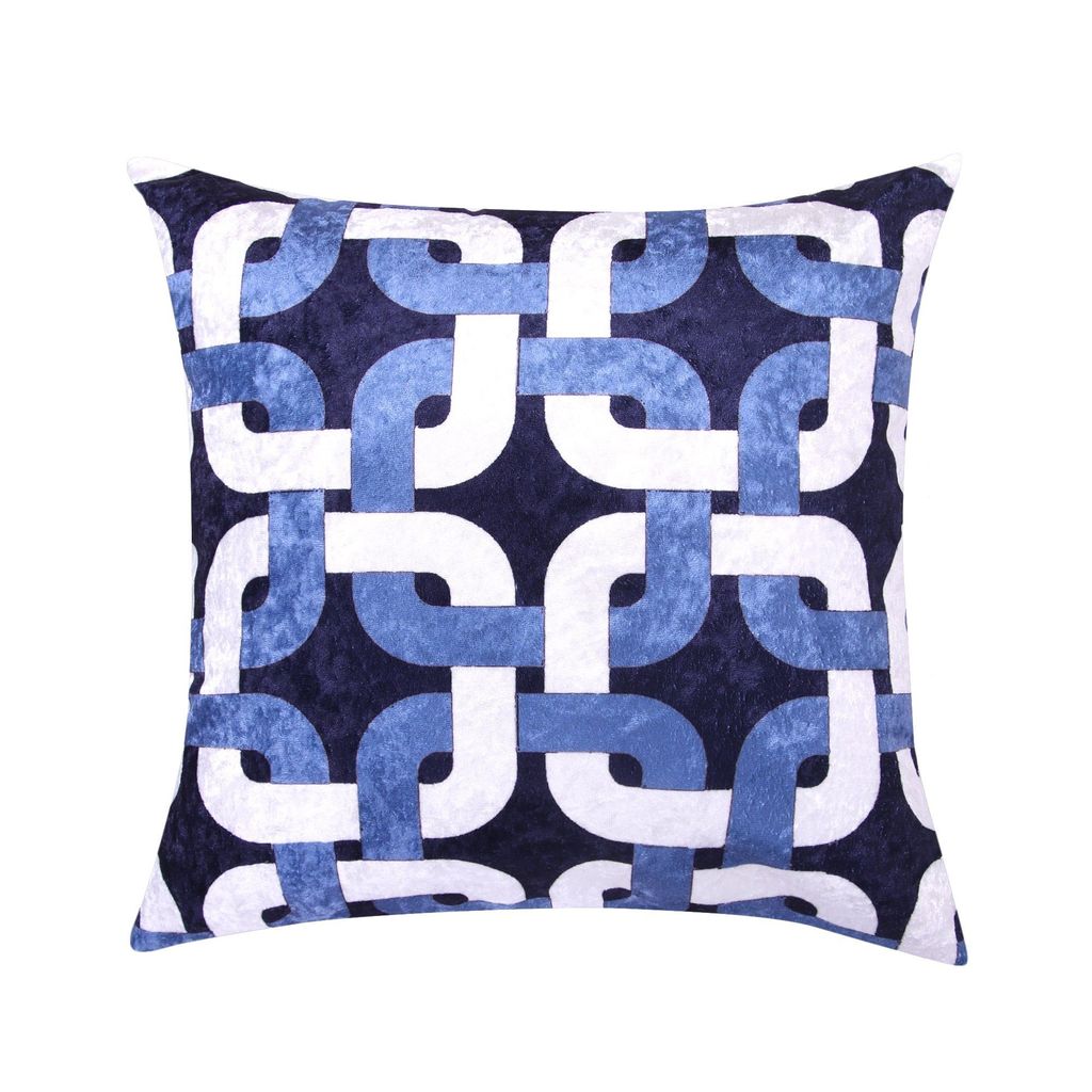 Delft 7 Fabric Cushion Cover Set (Blue and White, 6 -16 x 16 Inch, 1 -18 x12 Inch)