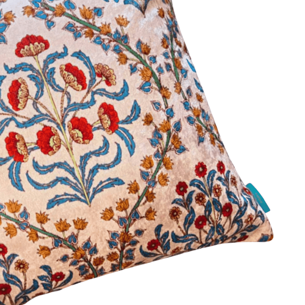 Mughal Ogee Modern Chic Designer Velvet Cushion Cover 16x16 (Light Yellow)