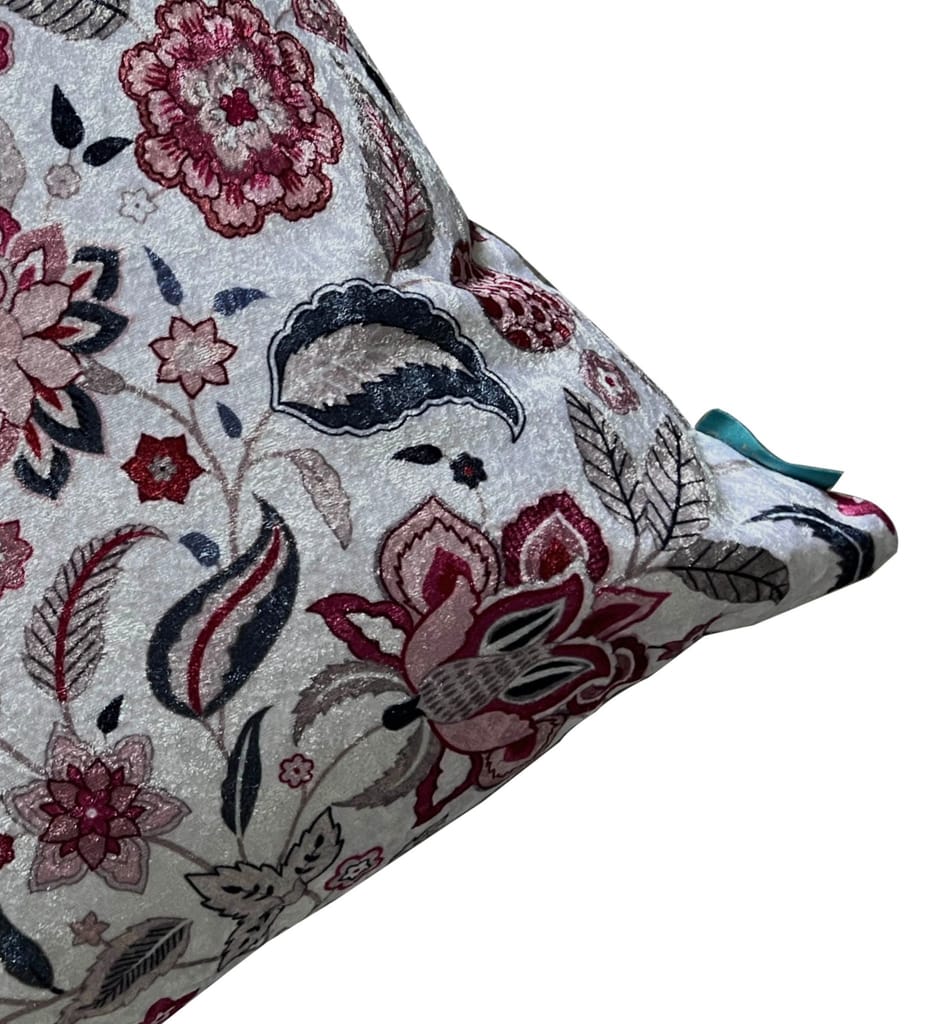 Chintz Garland Modern Chic Designer Velvet Cushion Cover (Red & Pink)
