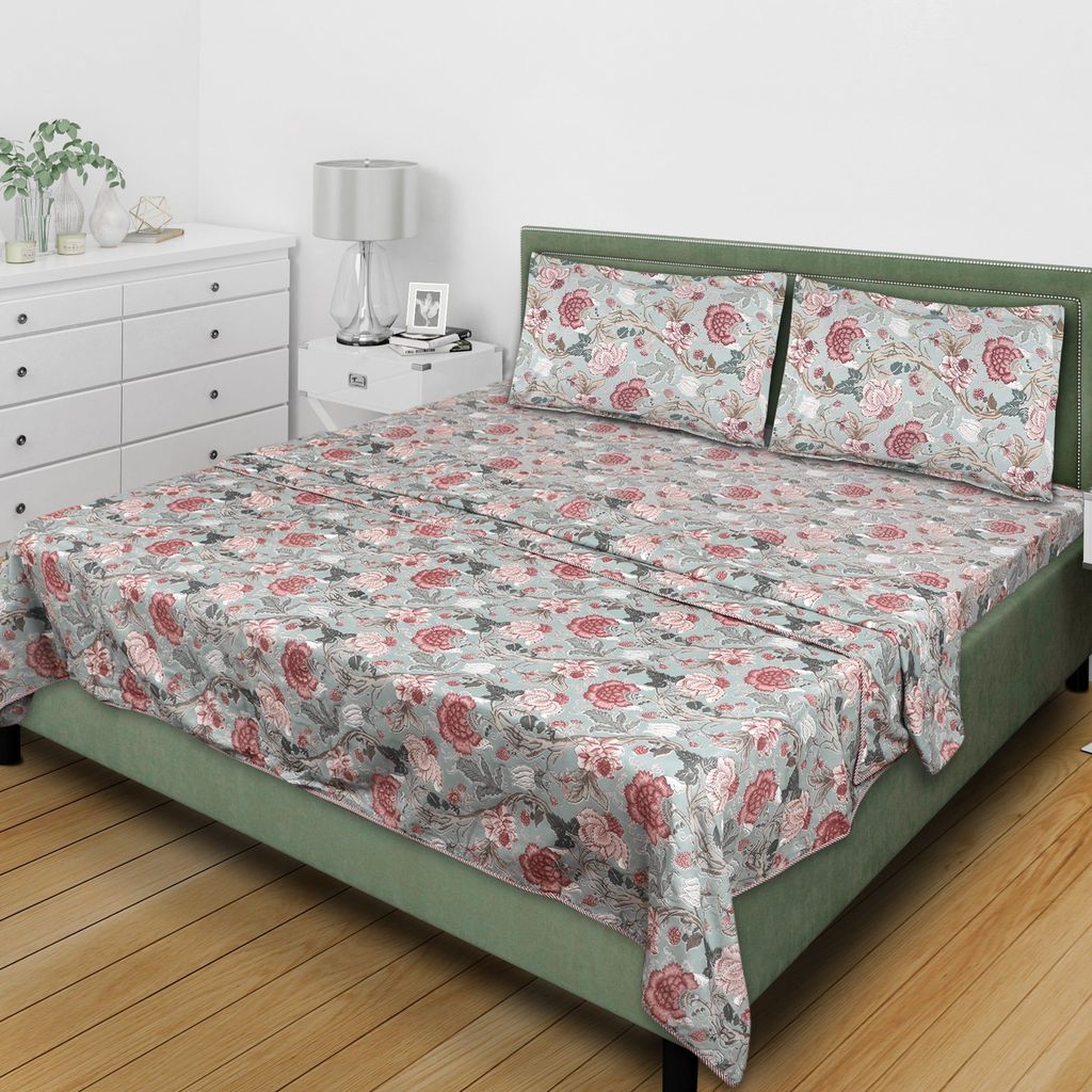 Meer Fine Reversible Cotton Block Print King Dohar/ AC Comforter/ Blanket (Mud Green)