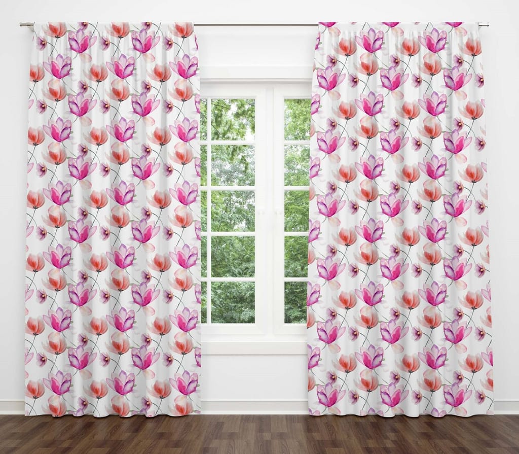 Falling Flowers Cotton 7 Feet Door Curtain (1 piece, 4ft width)