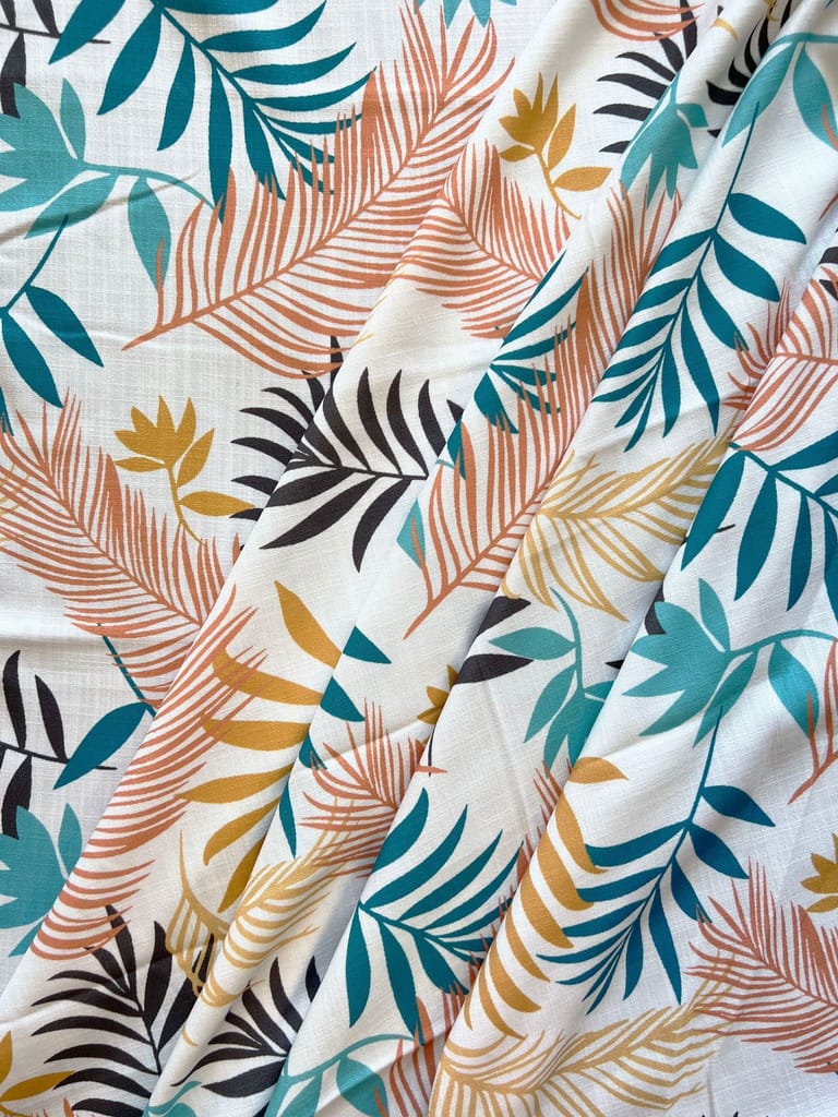 Falling Leaves Cotton 7 Feet Door Curtain (1 piece, 4ft width)