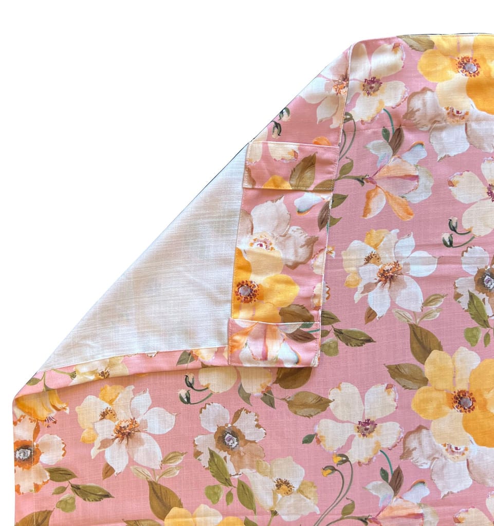 Pink Floral Cotton 7 Feet Door Curtain (1 piece, 4ft width)