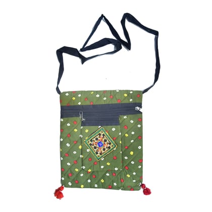 Tribes India Cotton & Sponge Green Purse