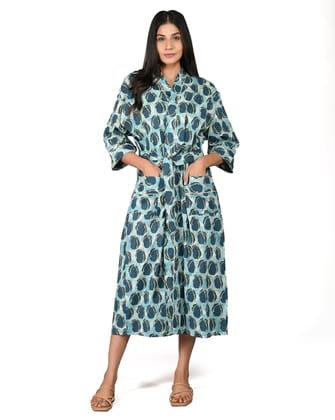 SHOOLIN Printed Kimono Robe Long Bathrobe for Women| Women Cotton Kimono Robe Long - Floral| 3/4 Sleeve Kimono for Women Multicolor