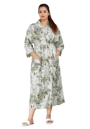 SHOOLIN Floral Pattern Kimono Robe Long Bathrobe For Women | 3/4 Sleeve And Calf Length Kimono For Women's | Beach Wear