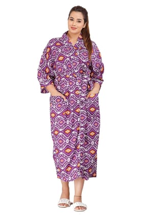 SHOOLIN Floral Pattern Kimono Robe Long Bathrobe For Women | 3/4 Sleeve And Calf Length Kimono For Women's | Beach Wear