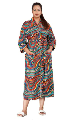 SHOOLIN Floral Pattern Kimono Robe Long Bathrobe For Women,3/4 Sleeve And Calf Length Kimono For Womens | Beach Wear