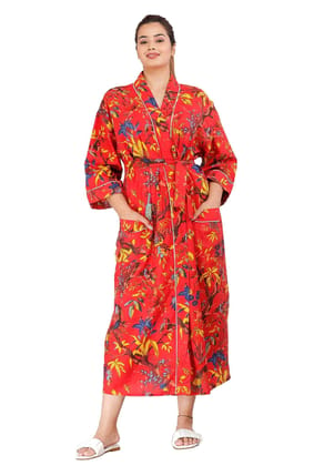 SHOOLIN Printed Kimono Robe Long Bathrobe For Women | 3/4 Sleeve And Calf Length Kimono For Women's | Beach Wear