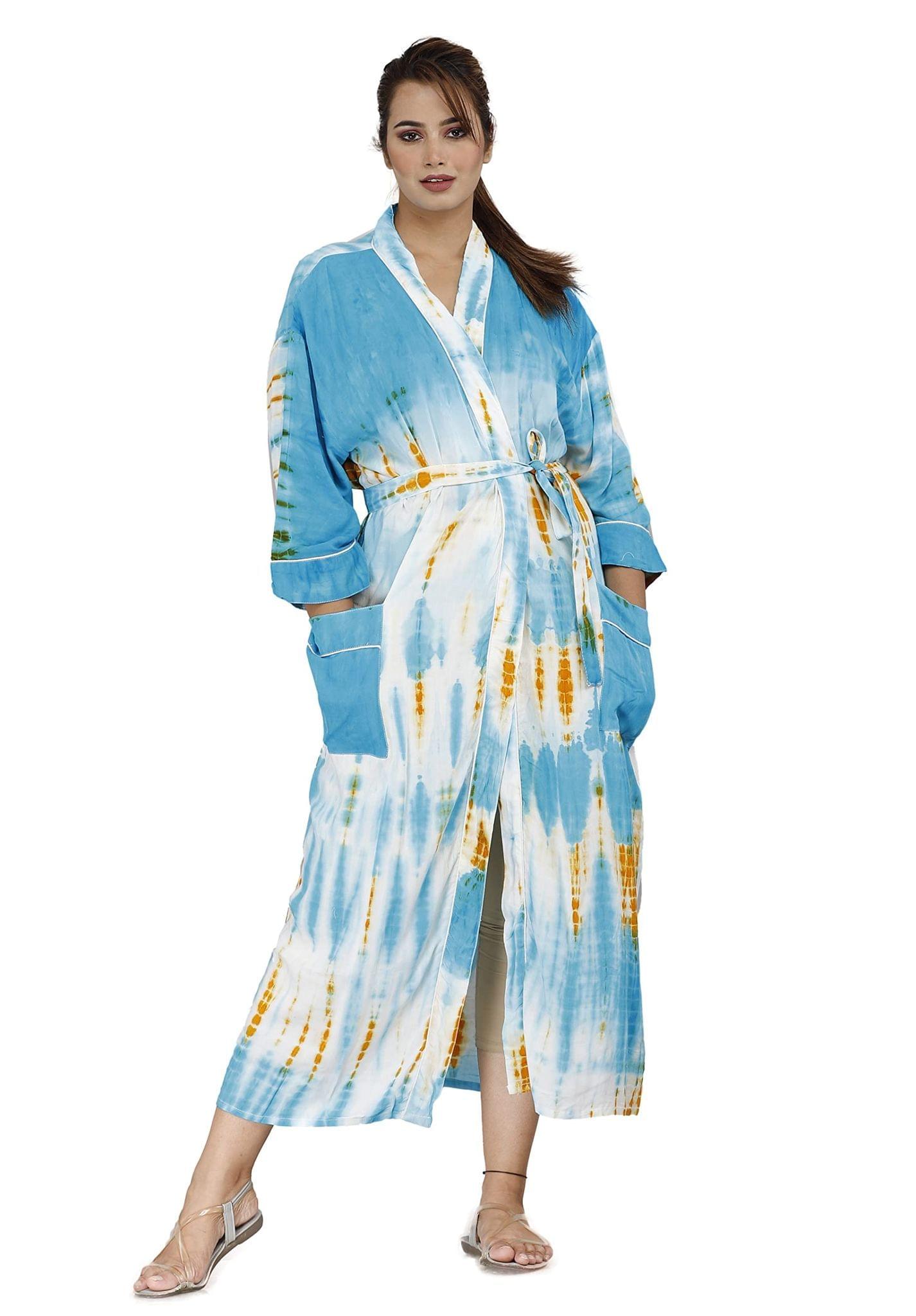 SHOOLIN Floral Pattern Kimono Robe Long Bathrobe For Women ||Tie