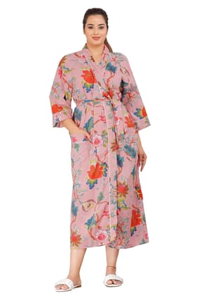 SHOOLIN Floral Pattern Kimono Robe Long Bathrobe For Women | 3/4 Sleeve And Kimono For Women | Beach Wear