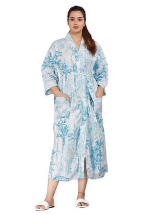 SHOOLIN Floral Pattern Kimono Robe Long Bathrobe For Women | 3/4 Sleeve And Calf Length Kimono For Women's, Beach Wear