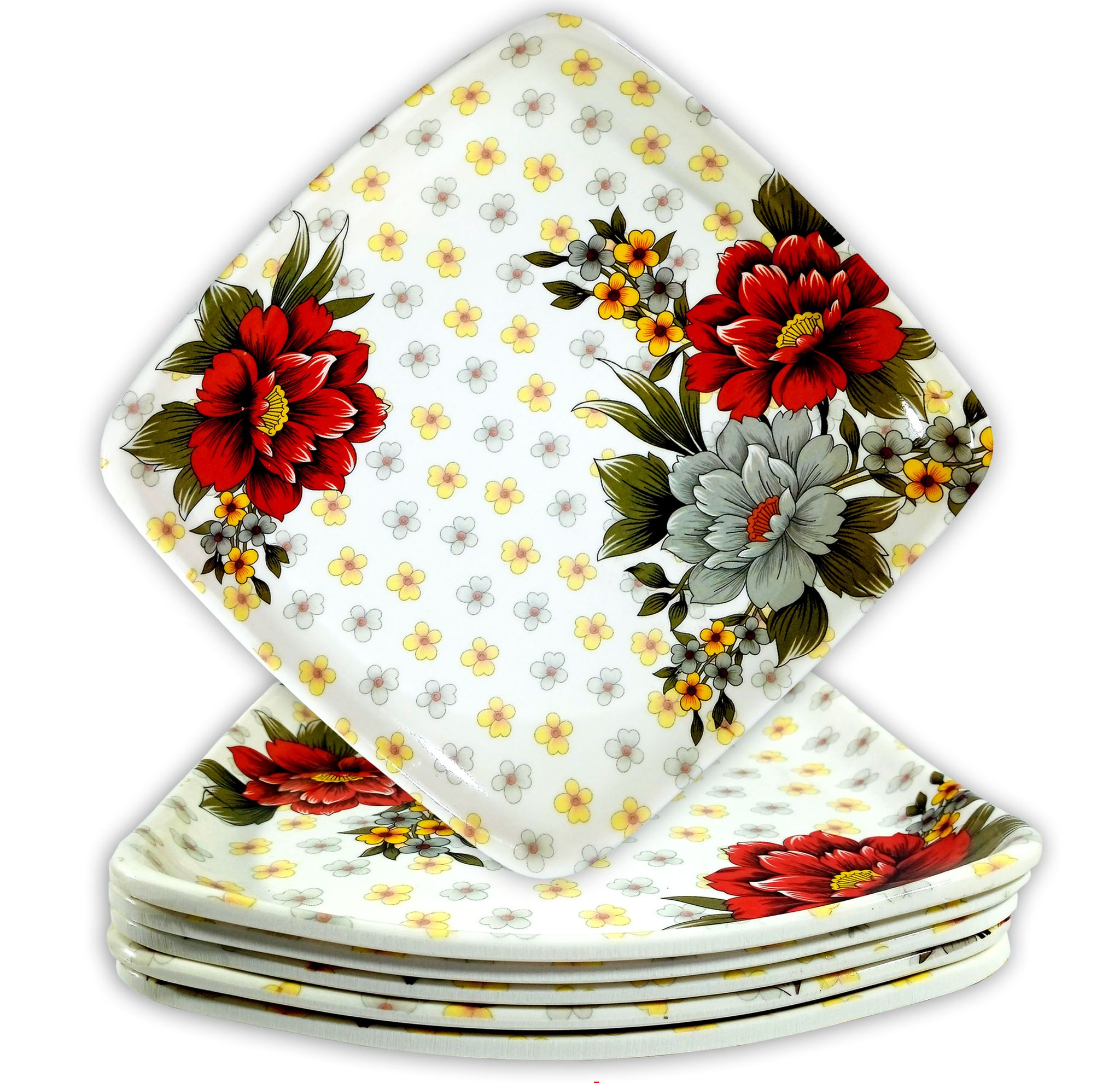 Melamine Half Plates: Lightweight Melamine Square 8 Inch Snacks Plate / Half Plates / Dinner Plates / Stylish Plate / Kitchen crockery / Melamine dinnerware / Lunch Plate / Melamine Plates / Plate Set of 6 (Half Snacks Plates)