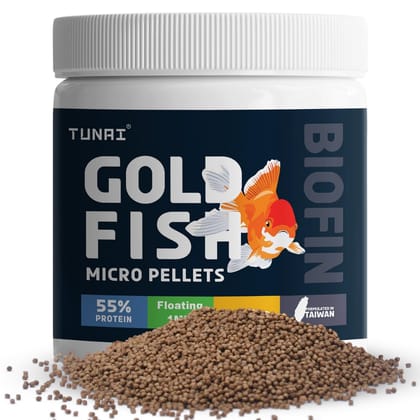 Tunai Gold Fish Food with 55% Protein Rich Premium Food| 100g | 1MM Pellets | Exclusive Taiwan Formula for Gold Fish Food