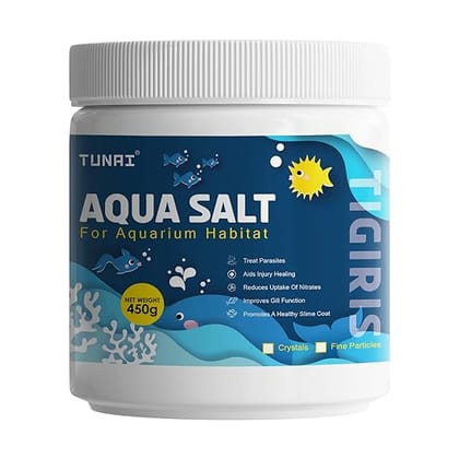 Tunai Aquarium Salt for Fish Tank, Assist in Injury Healing, Improves Gill Function | Fine Particles, 450g