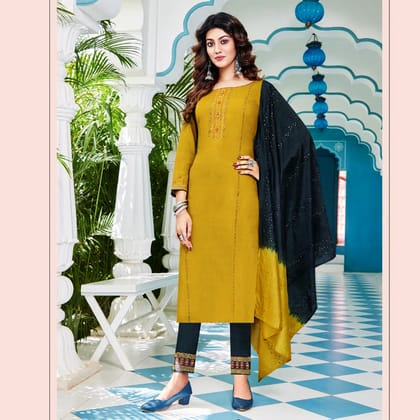 1558865: Casual, Party Wear Yellow color Taffeta Silk fabric Salwar Kameez