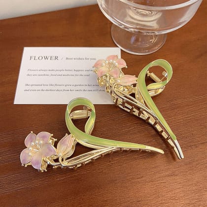 1pc Assosted Color Flower Design Metal Hair Claw Clip
