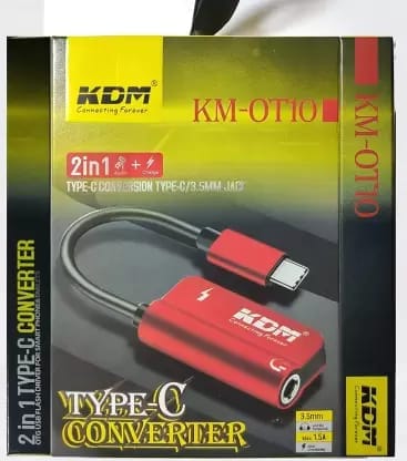 KDM 2IN1 AUDIO+CHARGER TYPE C TO TYPE C+3.5MM JACK WIRED TB-OT10 GAMING ADAPTER