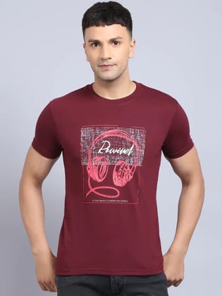 Rodamo  Men Maroon Printed Slim Fit T-shirt