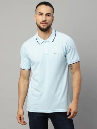 Rodamo  Men Blue Polo Collar T-shirt