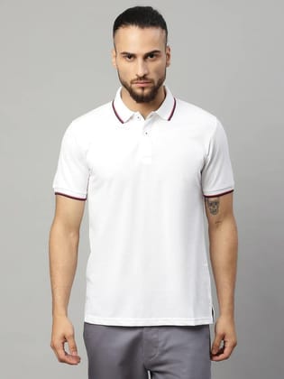 Rodamo  Men White Polo Collar T-shirt