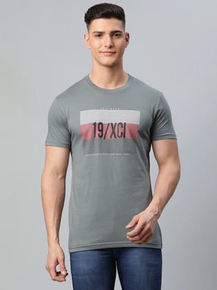Rodamo  Men Grey Typography Printed Slim Fit T-shirt