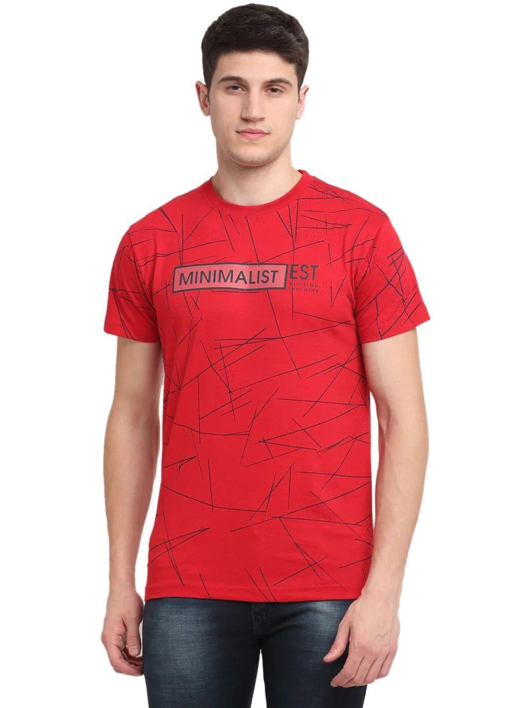 Rodamo  Men Red Printed Slim Fit T-shirt