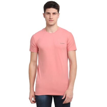 Rodamo  Men Peach-Coloured Brand Logo Printed Slim Fit T-shirt